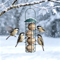 Mangeoire à oiseaux en métal pour jardin extérieur, mangeoire suspendue pour oiseaux sauvages, mangeoire à boules de graisse pour oiseaux