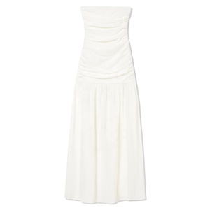 Vêtements blancs personnalisés pour femmes Robes longues sans bretelles sans bretelles <span class=keywords><strong>Robe</strong></span> Maxi décontractée, dos nu, solide et sans manches - Product Image 5