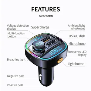 C22 Bluetooth 5.0 FM-Transmitter Freisprecheinrichtung Autoradio-Modulator MP3-Player Mit 20W USB-Schnelladapter für Auto - Product Image 5