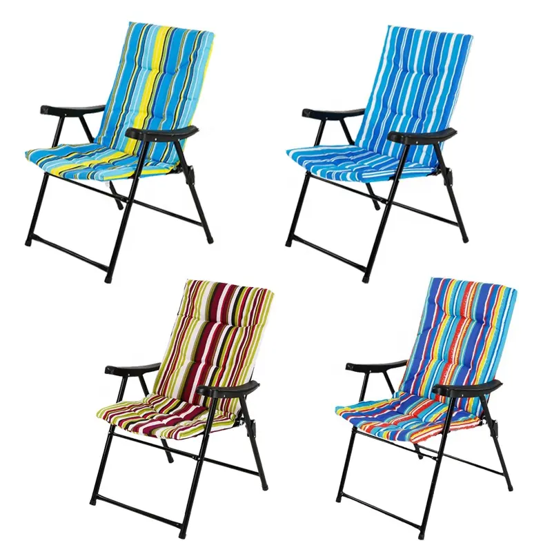 Cadeira de braço acolchoada de algodão Oem para exterior Cadeira de praia dobrável leve e relaxante para pesca e acampamento