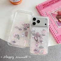 Coque de téléphone liquide anti-chute pour iPhone 12 Pro Max, 14, 15 Plus, 16, 17 Pro, motif Fille de ballet, poudre scintillante et sable mouvant, avec blocs de construction