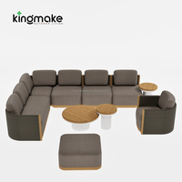 Canapé modulaire moderne de luxe, imperméable, en teck, ensemble de salon de jardin pour hôtel, patio et balcon, meubles d'extérieur