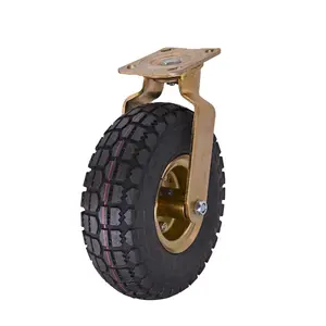 8 Inch ChengShin Pneumatic Caster Wheel Rubber Tire Wheel Black Wheel <strong>Flat</strong> Universal Casters - Product Image 3