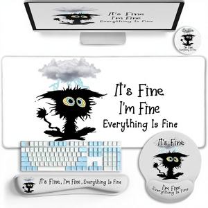 Alfombrilla de Escritorio Ergonómica Grande para Juegos y Oficina, con Soporte para Muñeca, Diseño Divertido de Gato Negro, Alfombrilla de Ratón Personalizada - Product Image 2