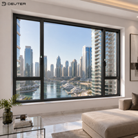 Ventana Abatible y Giratoria de Aluminio, Impermeable y Resistente al Viento, Ventanas de Aluminio con Rotura de Puente Térmico de Alta Seguridad para Edificios de Gran Altura