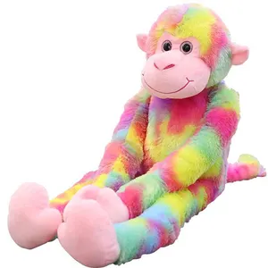 3282彩虹色毛绒猴子毛绒动物毛绒玩具搞笑柔软儿童礼品长手/腿猴子毛绒公仔