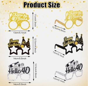 Or argent noir <span class=keywords><strong>40</strong></span>/50/60 <span class=keywords><strong>ans</strong></span> fête d'<span class=keywords><strong>anniversaire</strong></span> papier lunettes lunettes décor pour hommes femmes fête d'<span class=keywords><strong>anniversaire</strong></span> faveur fournitures - Product Image 6