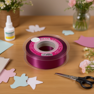 Nastro in raso ILAN 2,5 cm 25Y colore prugna intenso per artigianato e decorazioni - Product Image 2