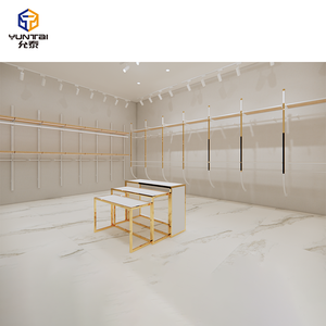 رف ملابس لمتجر بوتيك، طاولة تخزين ذهبية قائمة بذاتها، رف ملابس مثبت على الحائط، طاولة عرض متداخلة - Product Image 5