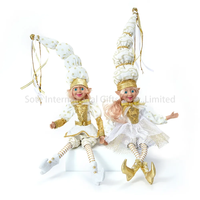 SOTE Naughty Xmas Jouets Elfes en Plastique et Fibre 60CM pour la Maison, Blanc et Or, Deux Paires Mixtes d'Elfs en Peluche