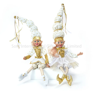 SOTE Elfi Natalizi in Plastica e Fibra 60CM, Giocattoli per Interni, Coppia Mista <span class=keywords><strong>Bianco</strong></span>-Oro, Elfi Imbottiti - Product Image 2