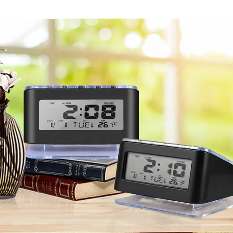 منبه رقمي ساعة صندوق إضاءة LED مكتب ساعة الطاولة لغرفة النوم مكتب سطح المكتب ديكور المنزل despertador reloj شعار مخصص