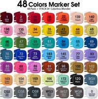Marqueurs à alcool TRANSON 48 couleurs, marqueurs à double pointe avec pointes fines et biseautées pour le dessin, le coloriage et l'illustration