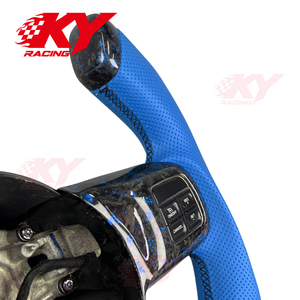 Volante Deportivo Personalizado F1 de Cuero Azul y Fibra de Carbono Forjada para Jeep Wrangler JL JK Sahara Rubicon Grand Cherokee Jeep J12 SRT8 - Product Image 3