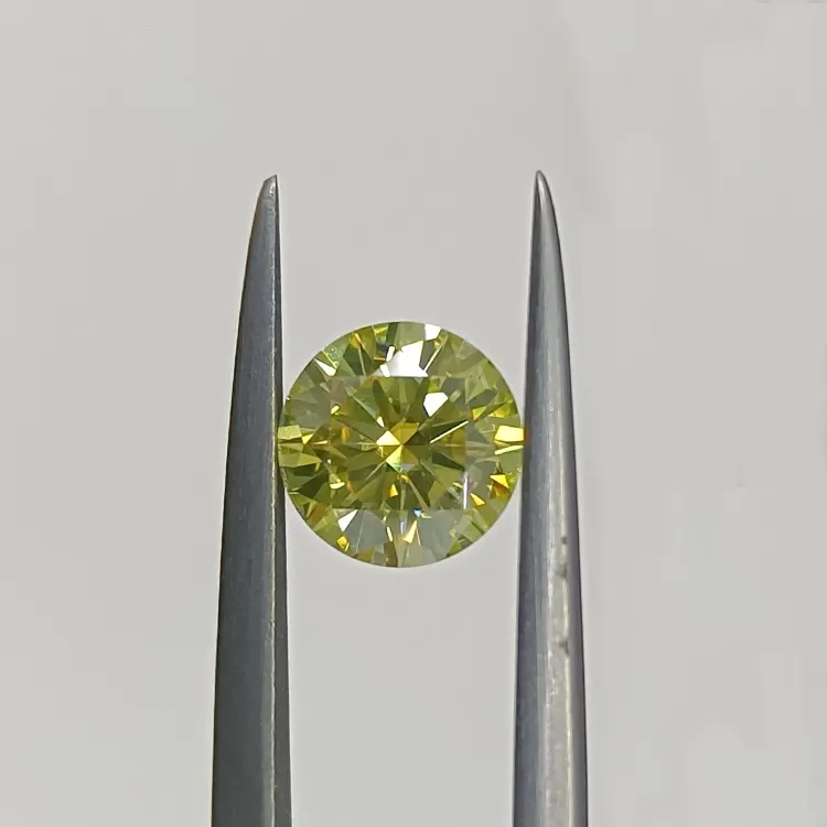 Sigem dilapisi Moissanite Lemon kuning 1Ct bulat longgar Moissanite