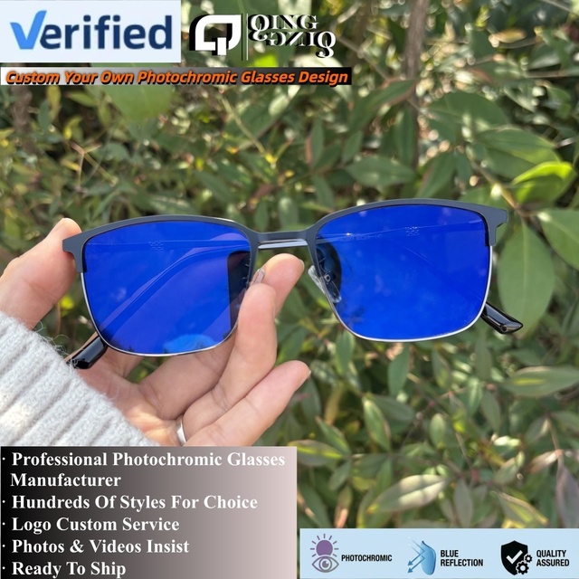 Alloy photochromic eyeglasses for men anti blue light computer anti uv400 blue reflection metal square photogray anti reflet