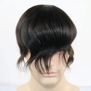 싼 남자의 보철 hairpieces 자연적인 까만 peruk 8x10 6 인치 튼튼한 정밀한 단청 작풍 가발 mens hairpieces toupee 인도 머리