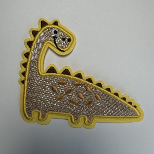 Hierro de dinosaurio personalizado en parche de bordado parches de Bordado de hilo metálico dorado para ropa - Product Image 4
