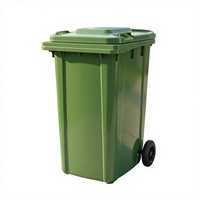 Poubelle à roulettes de 240 L avec couvercle rabattable, bac à déchets en plastique pour espace de stationnement extérieur