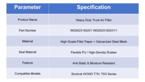 <span class=keywords><strong>Elemento</strong></span> de Filtro de Aire WG9525195201 para Camiones Pesados Sinotruk HOWO T7H T5G, Repuesto para el Sistema de Admisión de Aire del Motor - Product Image 5