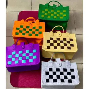 New promotional Fashion Wholesale Felt Storage Bag Eco Friendly Custom Logo Large Capacity Colorful Felt Shopping Tote Bags
