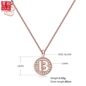 Collana con Ciondolo Iniziale in Argento Sterling S925 Placcato Oro Rosa 18K con Moissanite, Stile B - Product Image 6