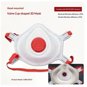 Masque respiratoire jetable FFP3 en forme de coupelle avec valve d'expiration, protection anti-poussière, 3 couches de tissu non tissé - Product Image 3
