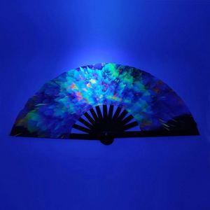 Luxury <b>Large</b> Custom Printed Big Fluorescence UV Bamboo Hand <b>Fan</b> - Product Image 6
