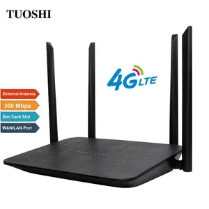 TUOSHI OEM ODM desbloqueado 4G LTE Router inalámbrico de 2,4 Ghz a 300Mbps wifi estofado 4G ranura para tarjeta SIM LTE Router