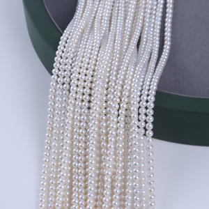 สร้อยคอลูกปัดมุกน้ำจืดทรงกลมสีขาวเคชิ ขนาด 4-4.5 มม. เกรด 4A งานแฮนด์เมด กึ่งสำเร็จรูป ขายส่ง - Product Image 4