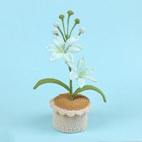 Offre Spéciale Mini Plante Artificielle Tricotée en Laine Multicolore, Orchidée Mars au Crochet à Têtes Multiples, pour Remise de Diplôme et Nouvel An Chinois