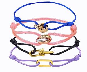 FY moda bilezik ve bilezikler erkekler kadınlar bağlantılı Twisted 3 çember yüzükler U şekli Vachette toka kolye ayarlanabilir dize bilezik - Product Image 1