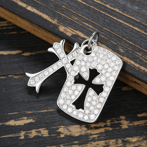 Collar Clásico de Compromiso con Colgante de Cruz y Diamante CVD Cultivado en Laboratorio, Chapado en Oro de 10K/14K/18K sobre Plata Personalizada, Cadena para Suéter, Regalo VS - Product Image 3