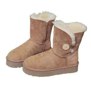 <span class=keywords><strong>Botas</strong></span> de nieve de invierno con botones <span class=keywords><strong>Bailey</strong></span> para mujer con característica de calidez piel gruesa y hebilla de corcho diseño de moda - Product Image 1