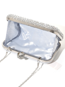 Bolso de Mano Tipo Clutch con Cadena de Perlas y Diamantes, Estilo Lujoso para Fiestas y Eventos - Product Image 6