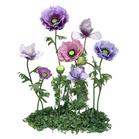 Support de fleurs artificielles géantes en fer et papier fibreux spécial, violet, pour décoration de mariage, fête, Noël, fleurs en papier 3D