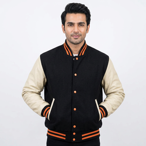 Blouson Bomber Varsity en Polaire et Cuir pour Homme, Modèle Universitaire, Coupe-Vent, Collection 2025 – Vente en Gros Personnalisée - Product Image 1