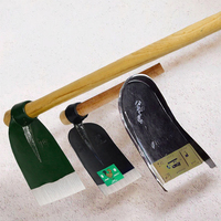 Houe de jardin grecque la plus vendue, de bonne qualité, tête en acier ferroviaire, manche en bois, lame carrée noire, 6 po x 4 po, garantie 1 an