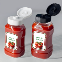 Bouteille souple en plastique de 360 ml (12 oz) pour condiments, ketchup, sauce BBQ, mayonnaise, avec bouchon à vis et valve en silicone, et embout applicateur