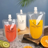 Vente en gros d'usine 100 200 500ml sachet de boisson d'aspiration sac d'emballage de boisson et de nourriture scellé sans fuite avec ouvert