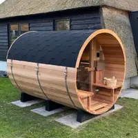 Sauna panorâmica com aquecedor de madeira