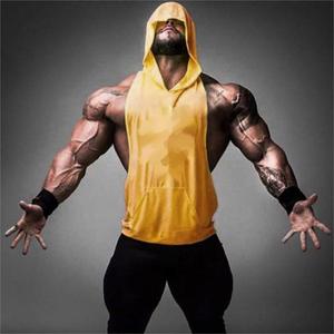 Verano logotipo personalizado suelto Fitness chaleco musculoso deportes con capucha camisetas sin mangas para hombres - Product Image 2