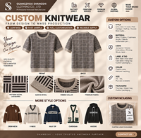 Pull Homme en Tricot Jacquard Géométrique Personnalisé avec Logo OEM, Manches Courtes, Col Rond, T-shirt Décontracté