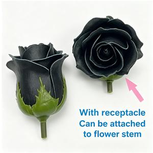 Tête de fleur de savon <span class=keywords><strong>Chanson</strong></span> Rose à bordure or noir, 9 couleurs, bouquet artificiel chic français, boîte cadeau avec impression or et argent - Product Image 4