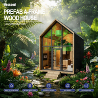 Villa modulaire en structure acier préfabriquée et bois, design européen, forme triangulaire, durable, installation facile, garantie 3 ans