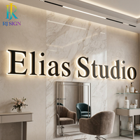 Enseigne murale personnalisée en acrylique 3D, lettres métalliques dorées, enseigne de magasin ou de studio, lettres en relief étanches pour extérieur
