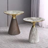 Table d'appoint design en marbre doré, mobilier de luxe pour salon, base en acier inoxydable, table de chevet, table basse