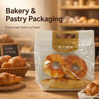 Sac composite PET CPP sur mesure ODM/OEM pour l'emballage de pain, pâtisseries, snacks et aliments, avec soufflet de fond et poignée