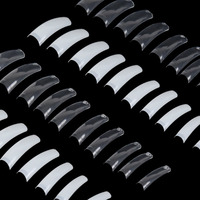 Lq76 Faux ongles longs carrés français extra longs courbés en C, demi-couverture