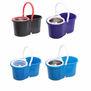 Serpillère microfibre mains libres à rotation 360° avec <span class=keywords><strong>seau</strong></span>, manche télescopique <span class=keywords><strong>en</strong></span> acier, système d'essorage quatre côtés, deux têtes de serpillère de rechange - Product Image 6